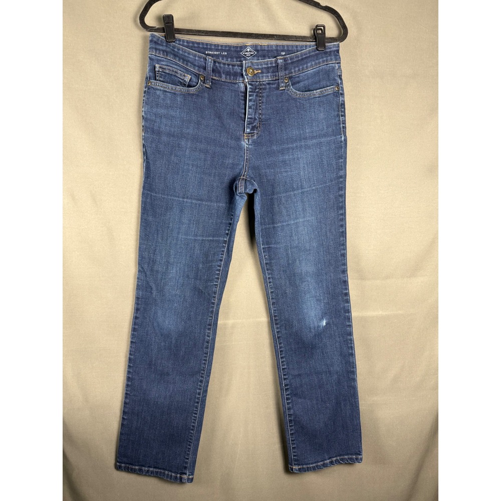 St. Johns Bay Straight Leg Jeans Women 10P Blue Medium Wash Denim Petite
